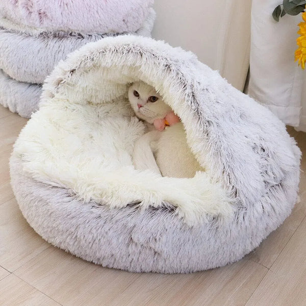 Soft Plush Cat Bed with Cover