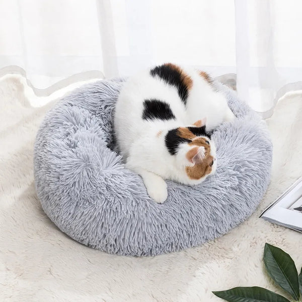 Round Soft Shaggy Cat Bed Nest